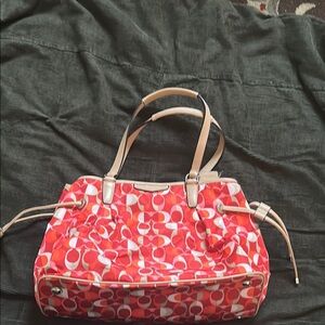 Coach Red and Pink Patterned Bag